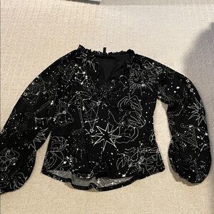 White House Black Market Black Celestial Blouse